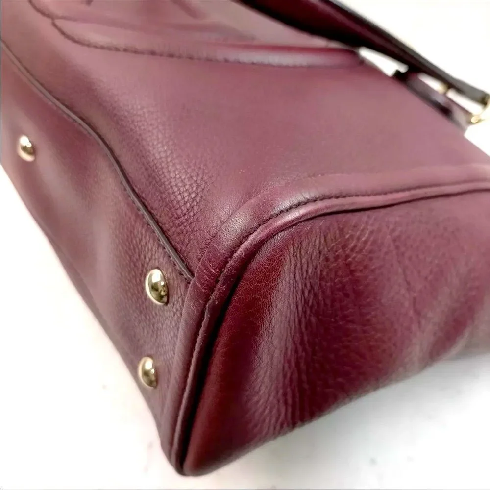 Auth Gucci Bordeaux Purple Leather SoHo Small GG Monogram Zip Working Tote